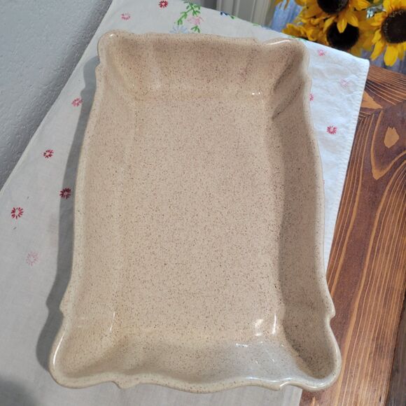 Vintage Speckled Tan Haeger Rectangle Tray Serving Dish 11”x7.5” 2.25” Deep USA - Picture 10 of 10